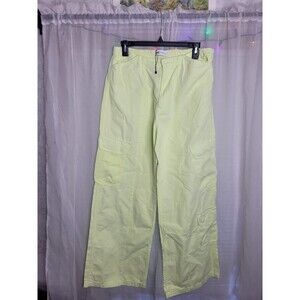 Zara Wide Leg Cargo Pants Size 8 Lime Baggy Parachute Pockets Gorpcore Retro